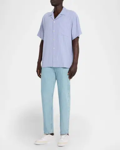 Scotch & Soda Men's Textured Stripe Pocket Short-Sleeve Shirt | Thumbnail 2