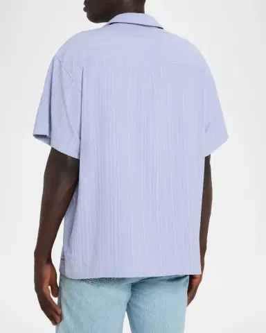 Scotch & Soda Men's Textured Stripe Pocket Short-Sleeve Shirt | Thumbnail 3