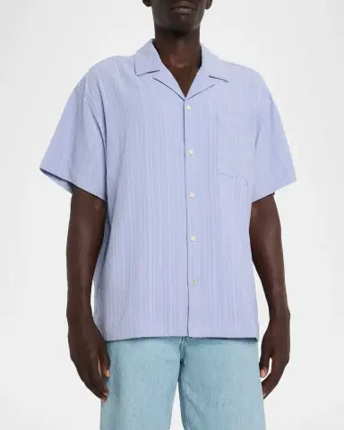 Scotch & Soda Men's Textured Stripe Pocket Short-Sleeve Shirt | Thumbnail 4