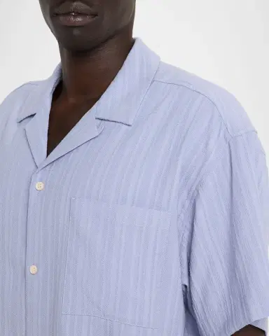 Scotch & Soda Men's Textured Stripe Pocket Short-Sleeve Shirt | Thumbnail 5