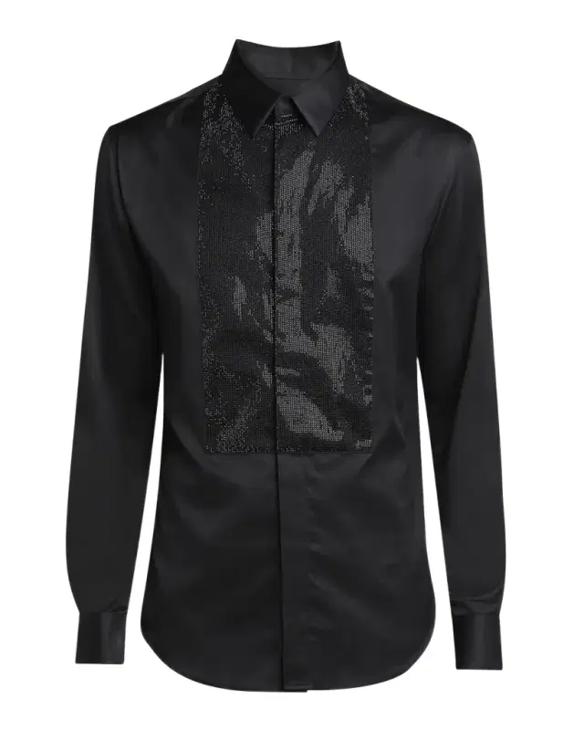 Giorgio Armani Men 's Crystal Bib Front Cotton Dress Shirt