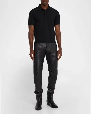 Saint Laurent Men's Embroidered Cassandre Cotton Polo Shirt | Thumbnail 2 Saint Laurent Men's Embroidered Cassandre Cotton Polo Shirt | Thumbnail 2