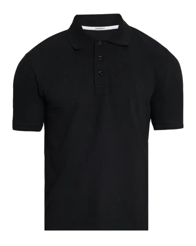 Saint Laurent Men 's Embroidered Cassandre Cotton Polo Shirt