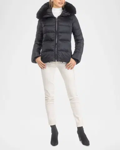 Gorski Short Down Apres-Ski Jacket with Detachable Toscana Lamb Hood Trim | Thumbnail 2 Gorski Short Down Apres-Ski Jacket with Detachable Toscana Lamb Hood Trim | Thumbnail 2