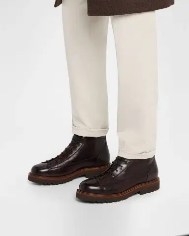 Brunello Cucinelli Men's Leather Wool-Tongue Hiking Ankle Boots | Thumbnail 2 Brunello Cucinelli Men's Leather Wool-Tongue Hiking Ankle Boots | Thumbnail 2
