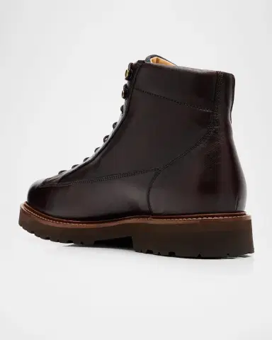 Brunello Cucinelli Men's Leather Wool-Tongue Hiking Ankle Boots | Thumbnail 4 Brunello Cucinelli Men's Leather Wool-Tongue Hiking Ankle Boots | Thumbnail 4