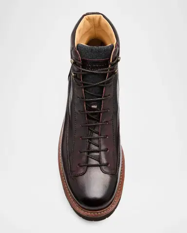 Brunello Cucinelli Men's Leather Wool-Tongue Hiking Ankle Boots | Thumbnail 6 Brunello Cucinelli Men's Leather Wool-Tongue Hiking Ankle Boots | Thumbnail 6