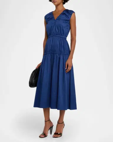 Joseph Sembat Sleeveless Cotton Sateen Midi Dress | Thumbnail 3