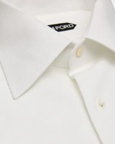 TOM FORD Men 's Poplin Piquet French Cuff Dress Shirt | Thumbnail 2