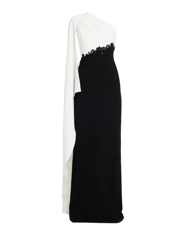 Cape-Sleeve Column Gown
