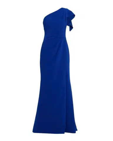 Rickie Freeman for Teri Jon Pleated One-Shoulder Stretch Crepe Gown | Thumbnail 1