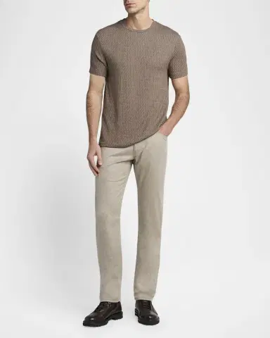 Giorgio Armani Men's Box-Jacquard Viscose Stretch Crewneck T-Shirt | Thumbnail 2 Giorgio Armani Men's Box-Jacquard Viscose Stretch Crewneck T-Shirt | Thumbnail 2