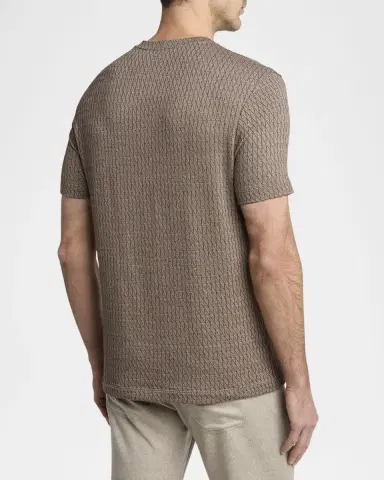 Giorgio Armani Men's Box-Jacquard Viscose Stretch Crewneck T-Shirt | Thumbnail 3 Giorgio Armani Men's Box-Jacquard Viscose Stretch Crewneck T-Shirt | Thumbnail 3