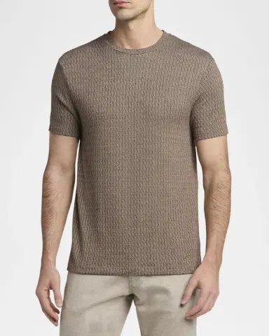 Giorgio Armani Men's Box-Jacquard Viscose Stretch Crewneck T-Shirt | Thumbnail 4 Giorgio Armani Men's Box-Jacquard Viscose Stretch Crewneck T-Shirt | Thumbnail 4