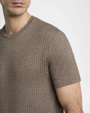 Giorgio Armani Men's Box-Jacquard Viscose Stretch Crewneck T-Shirt | Thumbnail 5 Giorgio Armani Men's Box-Jacquard Viscose Stretch Crewneck T-Shirt | Thumbnail 5
