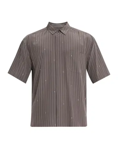 Saint Laurent Men's Cassandre Short-Sleeved Button-Front Shirt | Thumbnail 1