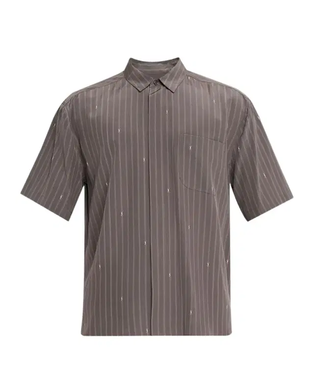 Saint Laurent Men 's Cassandre Short-Sleeved Button-Front Shirt