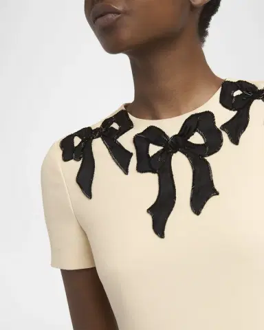 Valentino Garavani Embroidered Bow Satin Crepe Mini Dress | Thumbnail 5 Valentino Garavani Embroidered Bow Satin Crepe Mini Dress | Thumbnail 5