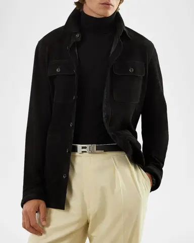 Ralph Lauren Purple Label Suede Overshirt | Thumbnail 4