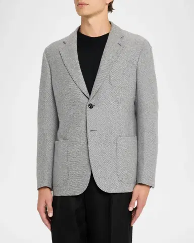 Giorgio Armani Men's Birdseye Cashmere Single-Breasted Blazer | Thumbnail 4 Giorgio Armani Men's Birdseye Cashmere Single-Breasted Blazer | Thumbnail 4