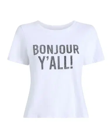Cinq à Sept Bonjour Y 'all Embellished Shrunken Tee | Thumbnail 1
