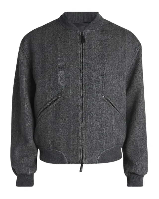 Giorgio Armani Men 's Herringbone Cashmere and Wool Bomber Jacket