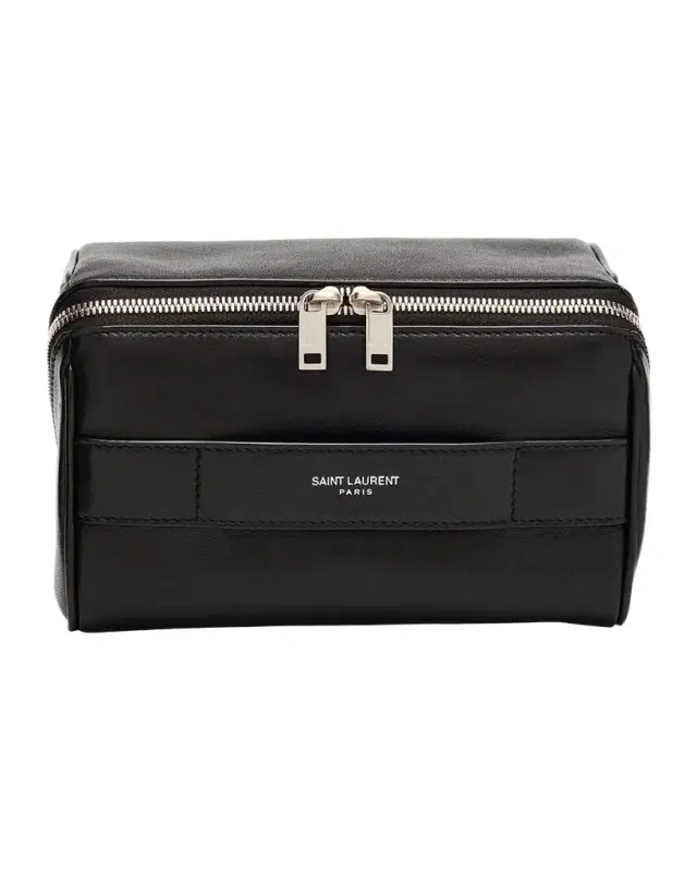 Saint Laurent Men 's Small Cube Trousse Leather Toiletry Case