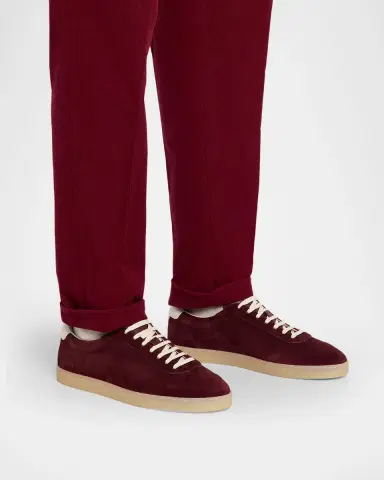 Brunello Cucinelli Men's Suede T-Toe Low-Top Sneakers | Thumbnail 2 Brunello Cucinelli Men's Suede T-Toe Low-Top Sneakers | Thumbnail 2