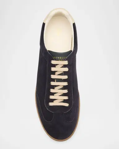 Brunello Cucinelli Men's Suede T-Toe Low-Top Sneakers | Thumbnail 6 Brunello Cucinelli Men's Suede T-Toe Low-Top Sneakers | Thumbnail 6