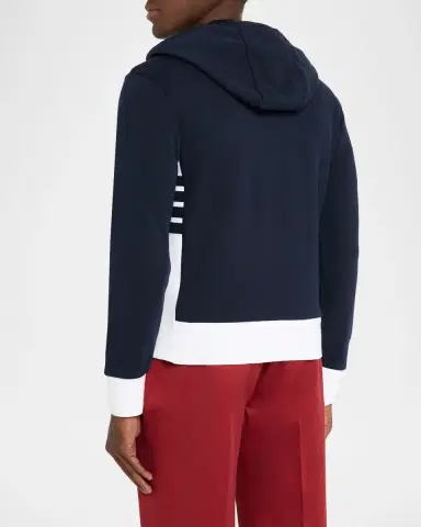 Thom Browne Men's Cotton 4-Bar Stripe Full-Zip Hoodie | Thumbnail 3