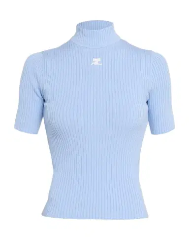 Courrèges Mock-Neck Short-Sleeve Rib Pullover | Thumbnail 1