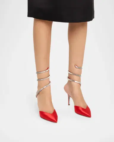 René Caovilla Snake Spiral-Wrap Strass Satin Pumps | Thumbnail 2 René Caovilla Snake Spiral-Wrap Strass Satin Pumps | Thumbnail 2