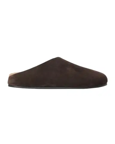 The Row Hudson Shearling-Lined Suede Slide Mules | Thumbnail 1 The Row Hudson Shearling-Lined Suede Slide Mules | Thumbnail 1