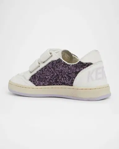 Golden Goose Girl's Ballstar Grip-Strap Glitter Leather Sneakers, Baby/Toddler | Thumbnail 2