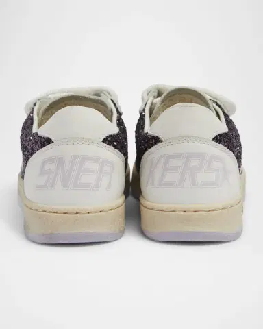 Golden Goose Girl's Ballstar Grip-Strap Glitter Leather Sneakers, Baby/Toddler | Thumbnail 3