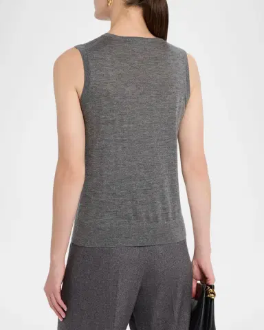 Neiman Marcus Cashmere Collection Superfine Cashmere Sleeveless Shell | Thumbnail 3 Neiman Marcus Cashmere Collection Superfine Cashmere Sleeveless Shell | Thumbnail 3