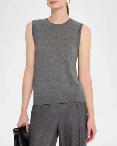 Neiman Marcus Cashmere Collection Superfine Cashmere Sleeveless Shell | Thumbnail 4 Neiman Marcus Cashmere Collection Superfine Cashmere Sleeveless Shell | Thumbnail 4