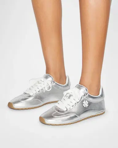 Tory Burch Field Metallic Leather Low-Top Sneakers | Thumbnail 2 Tory Burch Field Metallic Leather Low-Top Sneakers | Thumbnail 2
