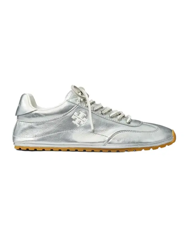 Tory Burch Field Metallic Leather Low-Top Sneakers
