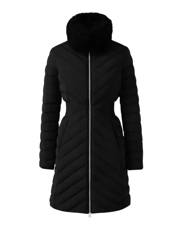Mackage Lyris Quilted Down Coat with Detachable Shearling Trim