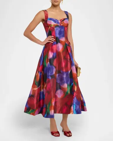 Rebecca Vallance Cabaret Roses Pleated Sweetheart Midi Dress | Thumbnail 4 Rebecca Vallance Cabaret Roses Pleated Sweetheart Midi Dress | Thumbnail 4