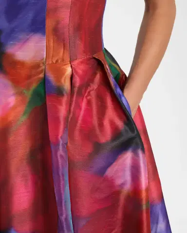 Rebecca Vallance Cabaret Roses Pleated Sweetheart Midi Dress | Thumbnail 5 Rebecca Vallance Cabaret Roses Pleated Sweetheart Midi Dress | Thumbnail 5