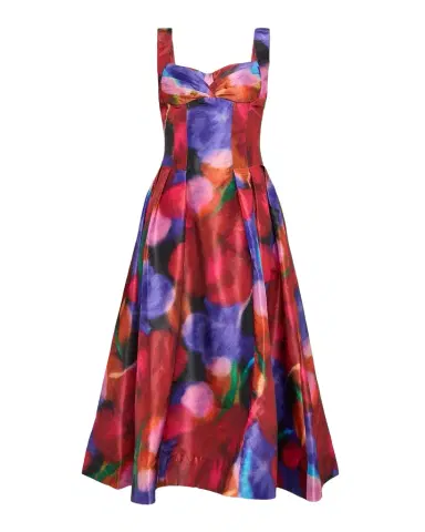 Rebecca Vallance Cabaret Roses Pleated Sweetheart Midi Dress | Thumbnail 1 Rebecca Vallance Cabaret Roses Pleated Sweetheart Midi Dress | Thumbnail 1