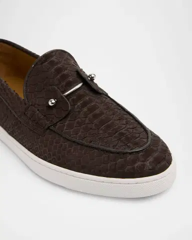 Christian Louboutin Men's Chambeliboat Python Collar-Pin Boat Shoes | Thumbnail 3 Christian Louboutin Men's Chambeliboat Python Collar-Pin Boat Shoes | Thumbnail 3