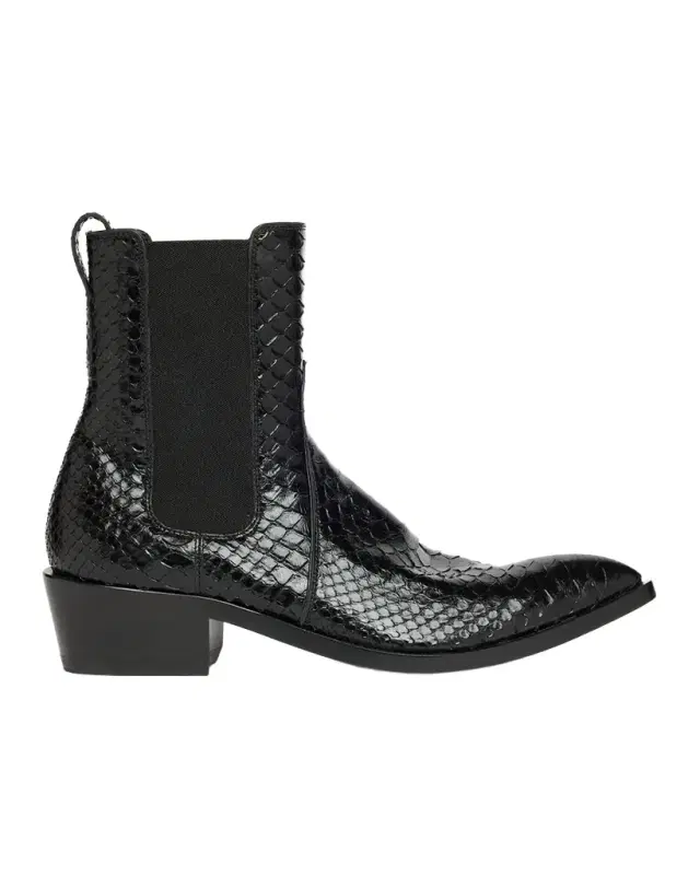 TOM FORD Shiny Python Stamped Leather Chelsea Boots