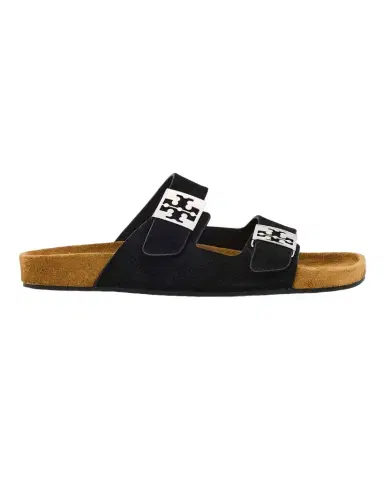 Tory Burch Mellow Suede Dual-Buckle Slide Sandals | Thumbnail 1 Tory Burch Mellow Suede Dual-Buckle Slide Sandals | Thumbnail 1