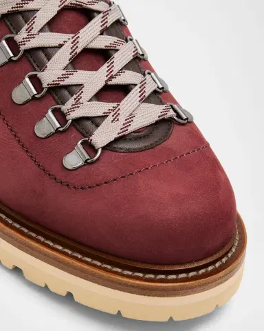Brunello Cucinelli Men's Nubuck Fabric-Collar Hiking Boots | Thumbnail 5