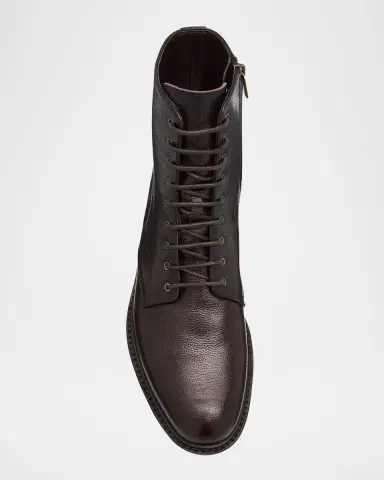 Brunello Cucinelli Men 's Burnished Leather Ankle Boots | Thumbnail 6