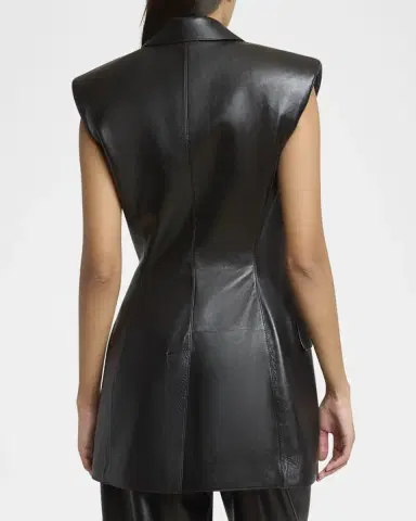 Givenchy Sleeveless Double-Breasted Leather Jacket | Thumbnail 3