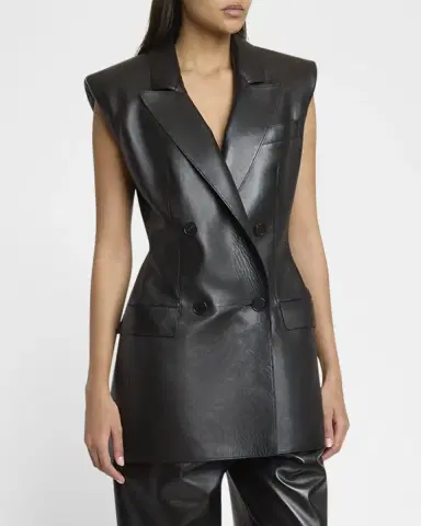 Givenchy Sleeveless Double-Breasted Leather Jacket | Thumbnail 4